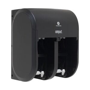 Compact Quad Vertical Four Roll Coreless Tissue Dispenser #56744A Black